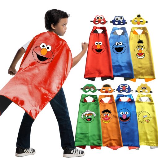 Costumes Big Bird Elmo Oscar Cosplay Superhero Style Capes with Masks for Kids Birthday Cosplay Costume 1