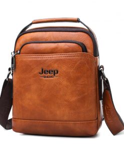 JEEP BULUO  Brand Men Leather Shoulder Bag 2 piece set Handbags Business Casual Messenger Bag Crossbody Male Tote Bags For iPad 12