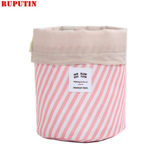 RUPUTIN Dropshipping Drawstring Cosmetic Bag High Capacity Makeup Organizer Storage Bags Travel Toiletry Kit Drum Make Up Bags 1