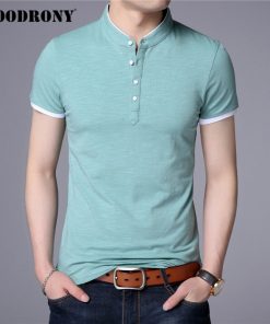 COODRONY Brand Summer Short Sleeve T Shirt Men Clothes Cotton Tee Shirt Homme Streetwear Fashion Stand Collar T-Shirt Men C5097S 10