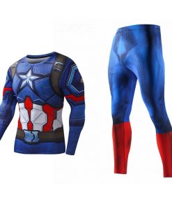 Men's Compression GYM Training Clothes Suits Workout Superhero Jogging Sportswear Fitness Dry Fit Tracksuit Tights 2pcs / sets 25
