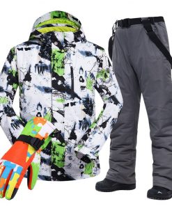 Large Size Men's Ski Suit -30 Temperature Waterproof Warm Winter Mountaineering Snow Snowboard Jackets and Pants Set 16