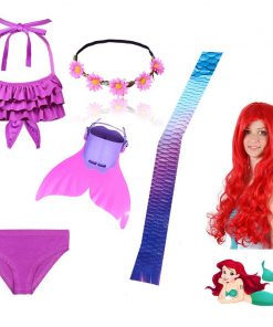 Hot Swimmable Mermaid Tail for Girls Swimming Bating Suit Mermaid Costume with monofin flipper or with Mermaid wig 9