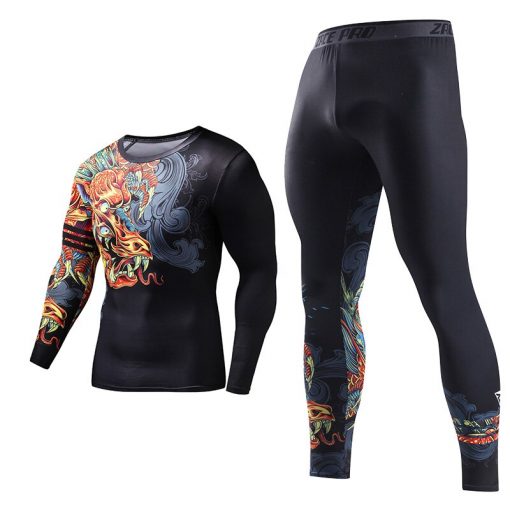 Men Set 3D Print Chinese Style Sports Tracksuit Running Gym Clothes Exercise Jogger Workout Cosplay Plus Size Skinny Men Suits 3